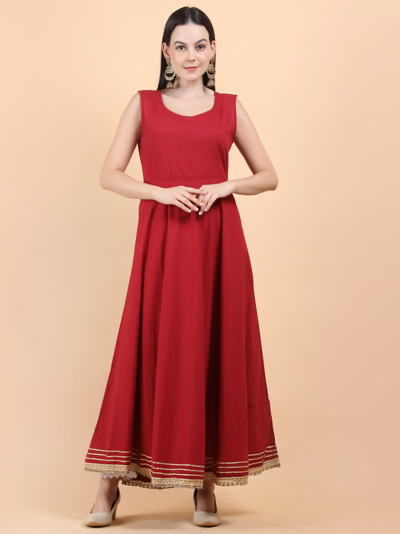 Robe longue Anarkali noire et marron pour femme avec veste