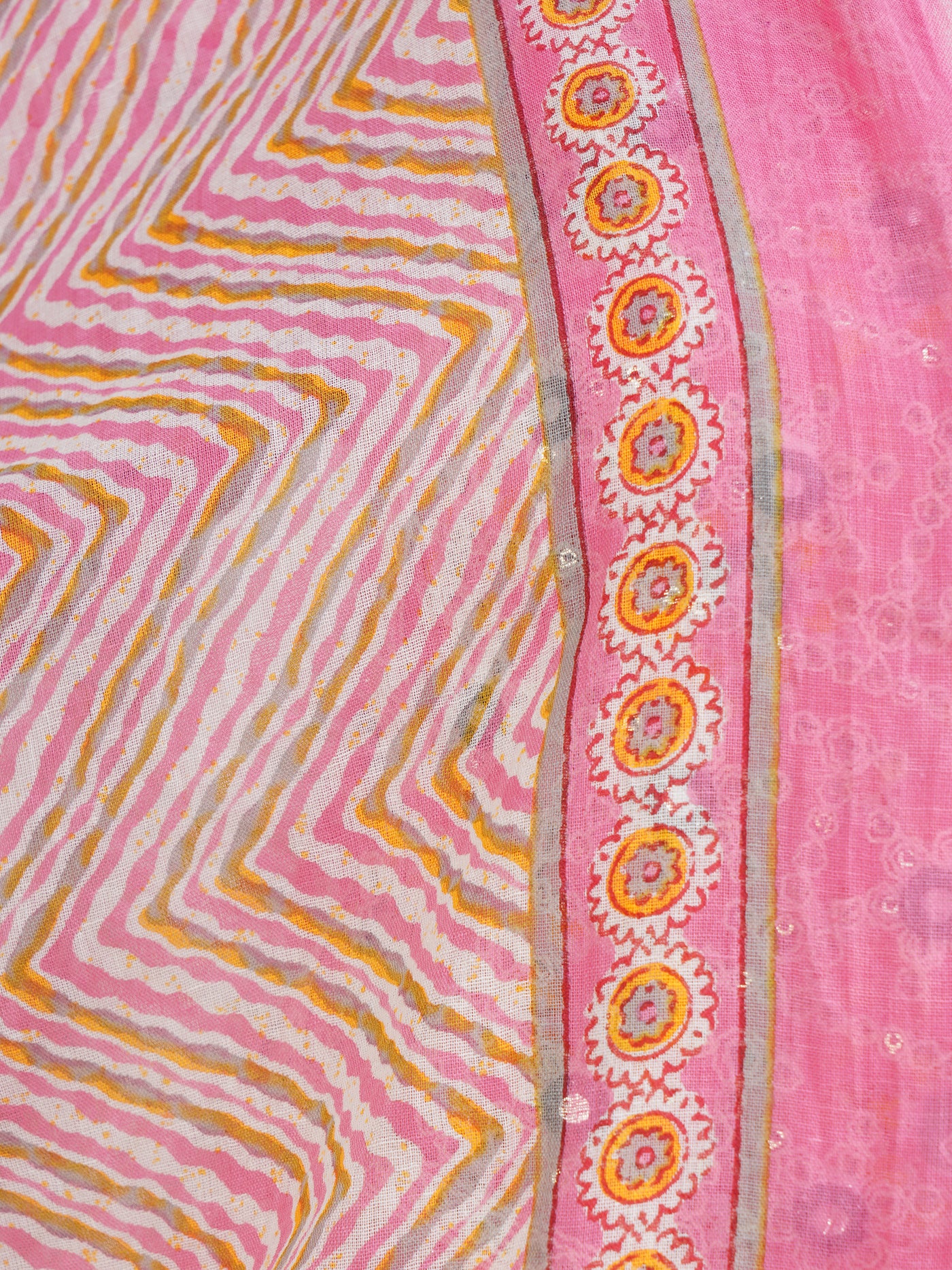 Women's Pink Ethnic Motifs Printed Embroidered Cotton Kurta Having Gota Work With Trouser & Dupatta