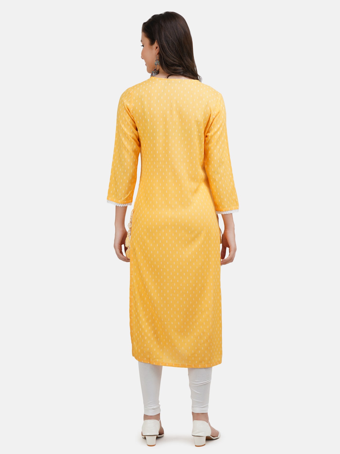 Women's Yellow Coloured Yoke Design Embroidered Straight Kurta