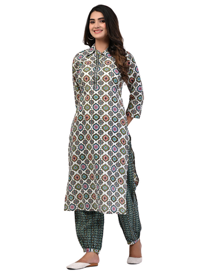 Women's Ethnic Motifs Printed Collared Kurta with Trouser