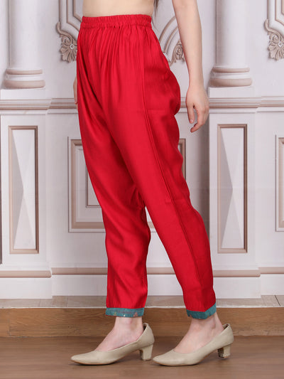 Pink Weaves Women's blue Jacquard Silk Kurta Set with Pant and Dupatta